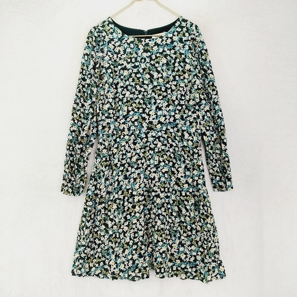 LOFT Multicolor Floral Puff Sleeve Flare Boat Neck Midi Dress 468 - Picture 1 of 8